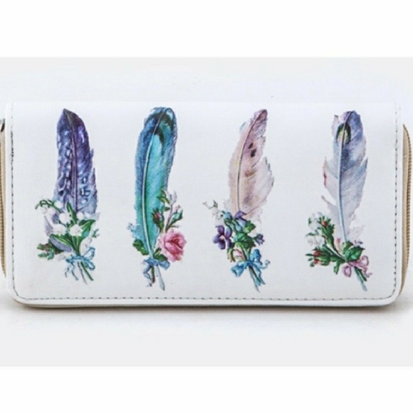 Floral feather zip around wallet - Picture 3 of 3